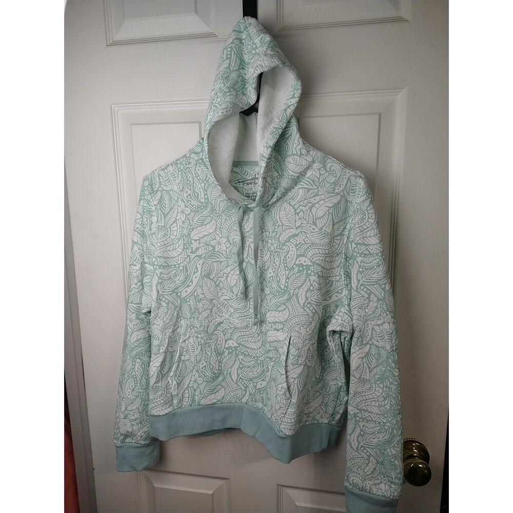 Reel Legend Woman L Hooded Cropped Sweatshirt Long Sleeve Kangaroo Coastal Nauti
